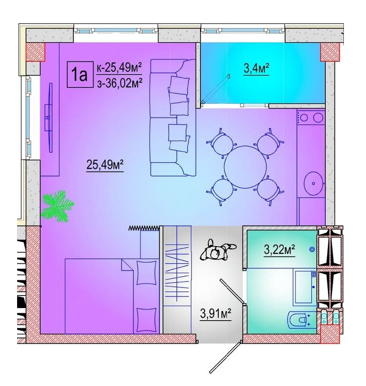 Студія 36.02 м² в ЖК Центр від 49 550 грн/м², Харків