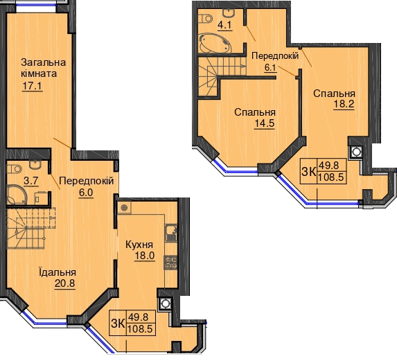 Дворівнева 108.5 м² в ЖК Sofia Nova від 30 000 грн/м², с. Новосілки