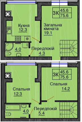 Двухуровневая 75.6 м² в ЖК Sofia Nova от 30 000 грн/м², с. Новоселки