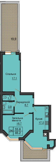 2-комнатная 65.2 м² в ЖК Sofia Nova от 35 000 грн/м², с. Новоселки