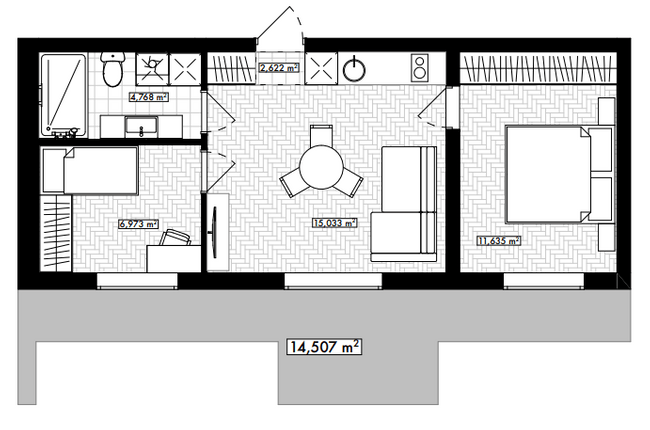 2-комнатная 45.38 м² в ЖК Rothenburg House от 28 450 грн/м², с. Петропавловская Борщаговка