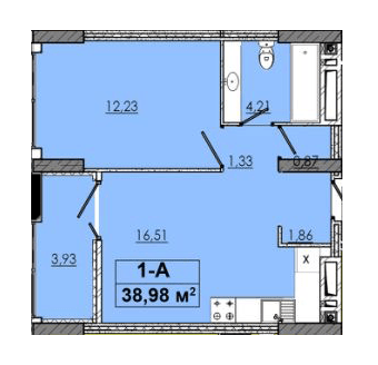 1-кімнатна 38.98 м² в ЖК 4 Towers for You від 27 000 грн/м², Чернігів