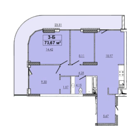 3-кімнатна 73.67 м² в ЖК 4 Towers for You від 27 000 грн/м², Чернігів