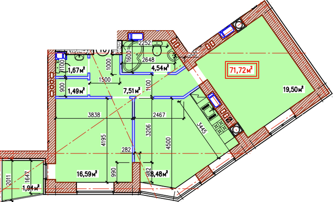 2-кімнатна 71.72 м² в ЖК Затишний квартал від 30 500 грн/м², с. Софіївська Борщагівка