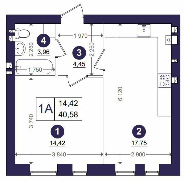 1-комнатная 40.58 м² в ЖК Эмоция от 25 000 грн/м², с. Хотов