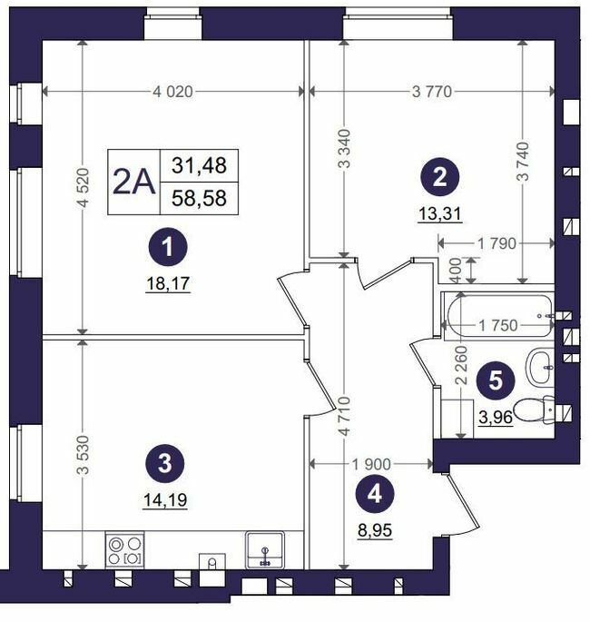 2-кімнатна 58.58 м² в ЖК Емоція від 21 000 грн/м², с. Хотів