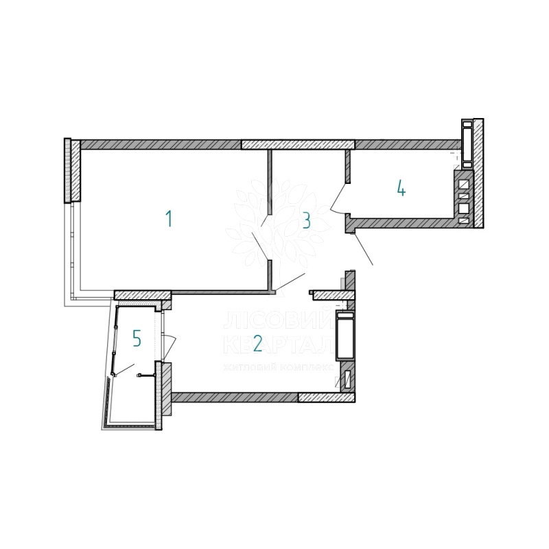 1-комнатная 44.6 м² в ЖК Лесной квартал от 27 500 грн/м², г. Бровары