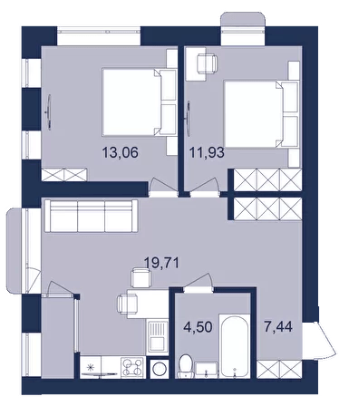 2-комнатная 54.64 м² в ЖК РЕМ от 17 300 грн/м², г. Самбор