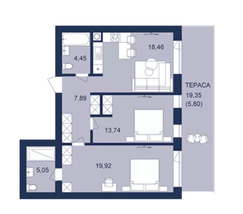 2-комнатная 75.31 м² в ЖК РЕМ от 17 300 грн/м², г. Самбор