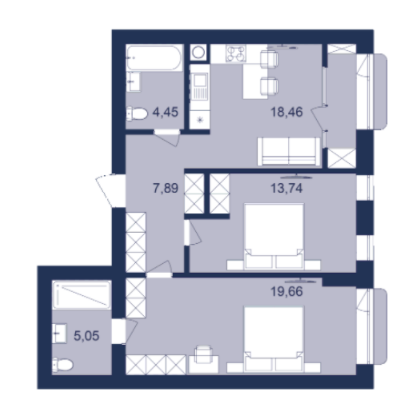 2-комнатная 69.25 м² в ЖК РЕМ от 17 300 грн/м², г. Самбор