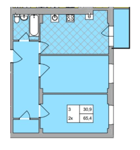 2-комнатная 65.4 м² в ЖК Авиатор от 15 000 грн/м², Хмельницкий