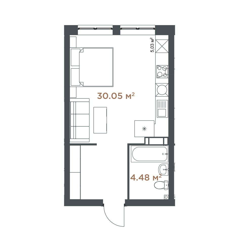 1-кімнатна 34.53 м² в ЖК Central Hills від 73 093 грн/м², Київ