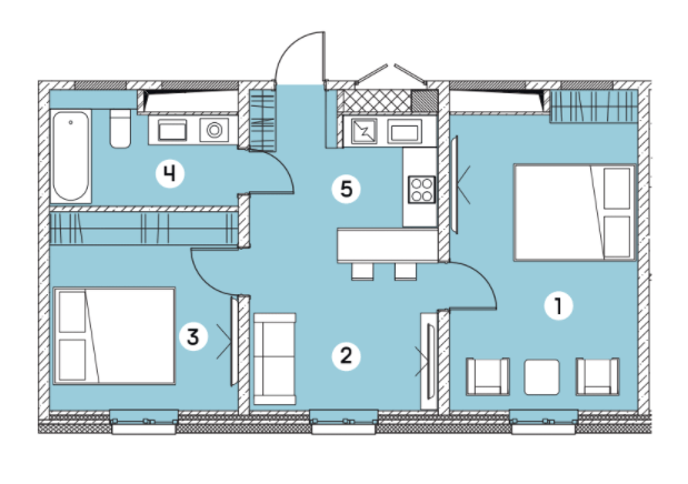 2-кімнатна 55.64 м² в ЖК Smart від 16 350 грн/м², Запоріжжя