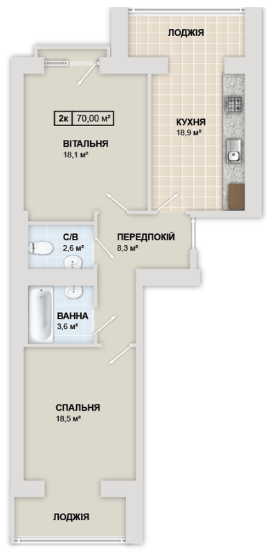 2-кімнатна 70 м² в ЖК Містечко Козацьке від 13 800 грн/м², Івано-Франківськ