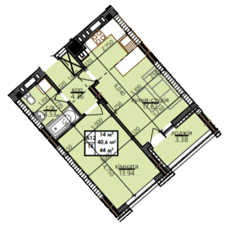 1-комнатная 44 м² в ЖК Millennium от 14 900 грн/м², Ивано-Франковск