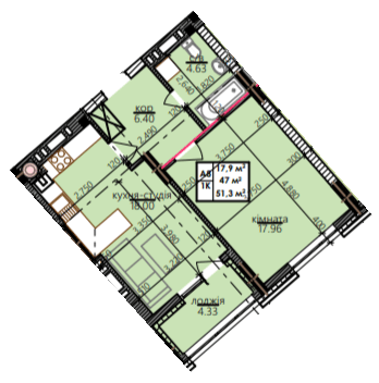 1-кімнатна 51.3 м² в ЖК Millennium від 14 900 грн/м², Івано-Франківськ