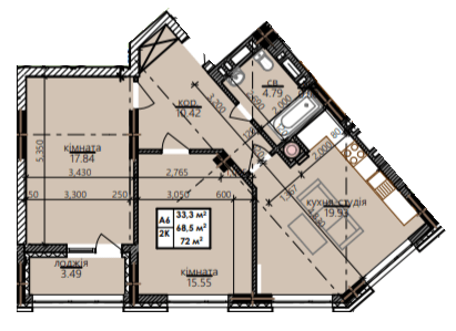 2-кімнатна 72 м² в ЖК Millennium від 14 900 грн/м², Івано-Франківськ