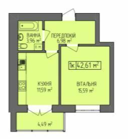 1-комнатная 42.61 м² в ЖК Водограй от 15 850 грн/м², Ивано-Франковск