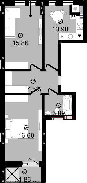 2-кімнатна 57.57 м² в ЖК Зоряний від 14 000 грн/м², Ужгород