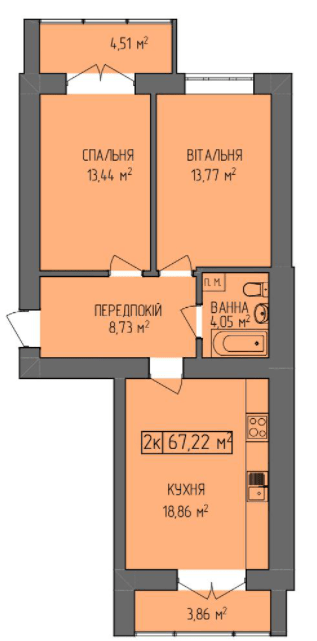 2-комнатная 67.22 м² в ЖК Водограй от 15 850 грн/м², Ивано-Франковск