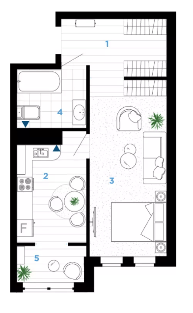 1-комнатная 45 м² в ЖК А5 от 32 700 грн/м², Ивано-Франковск