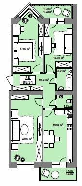 3-комнатная 88.31 м² в ЖК на ул. Горбачевского от 10 400 грн/м², Ивано-Франковск