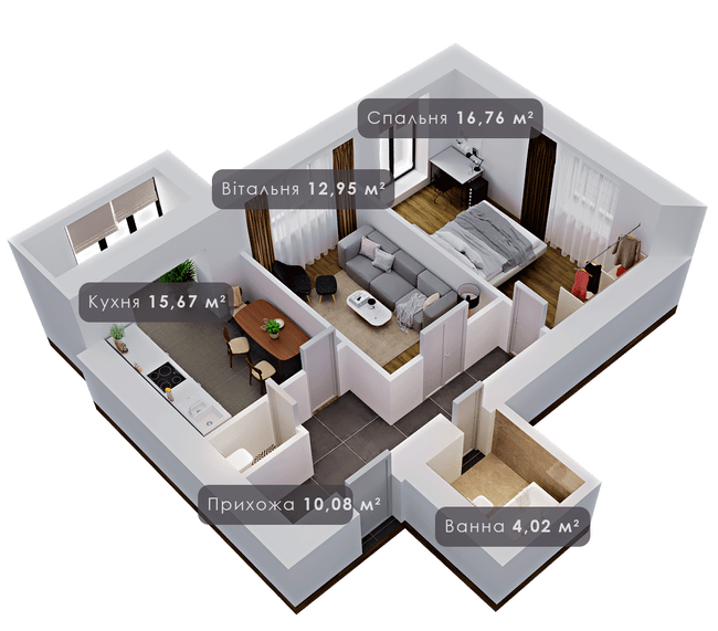 2-кімнатна 61.3 м² в ЖК Урожайний від 12 000 грн/м², Івано-Франківськ