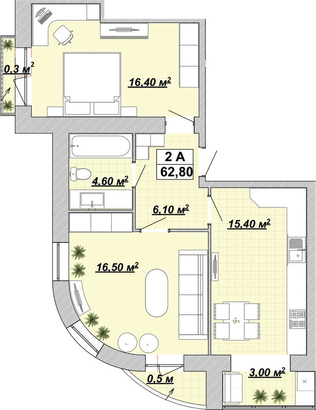 2-кімнатна 62.8 м² в ЖР Княгинин від 14 000 грн/м², Івано-Франківськ