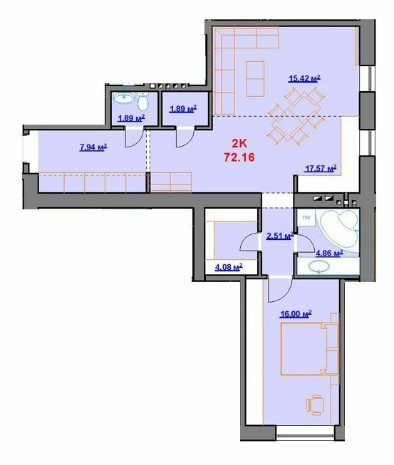 2-комнатная 72.16 м² в ЖК на пл. Шептицького, 8 от 18 200 грн/м², г. Калуш