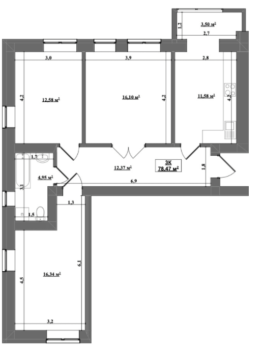 3-кімнатна 78.47 м² в ЖК Затишний від 13 000 грн/м², м. Коломия