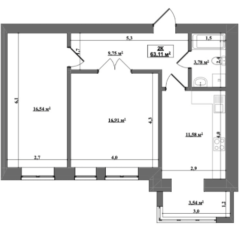 2-кімнатна 63.11 м² в ЖК Затишний від 13 000 грн/м², м. Коломия