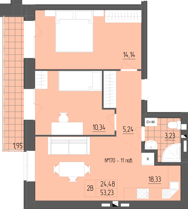 2-кімнатна 52.23 м² в ЖК ZigZag від 16 300 грн/м², Рівне