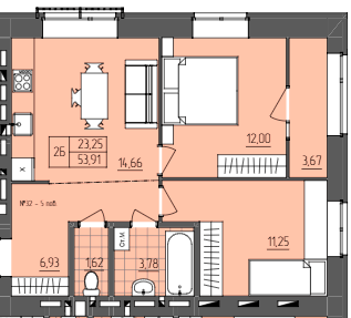 2-комнатная 53.91 м² в ЖК ZigZag от 16 300 грн/м², Ровно