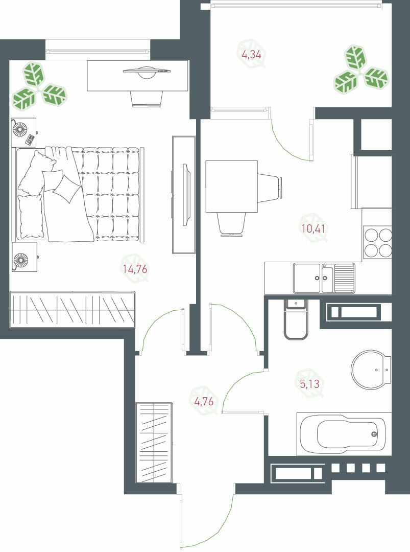 1-кімнатна 39.4 м² в ЖК Озерний гай (Гатне) від 35 183 грн/м², с. Гатне