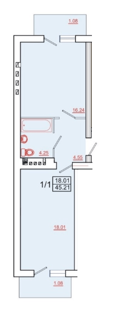1-кімнатна 45.21 м² в ЖК Містечко Північне від 13 500 грн/м², Хмельницький