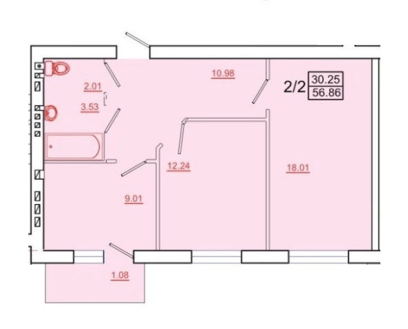 2-кімнатна 56.86 м² в ЖК Містечко Північне від 13 500 грн/м², Хмельницький