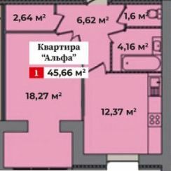 1-комнатная 45.66 м² в ЖК Корона Дубово от 15 000 грн/м², Хмельницкий