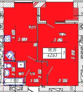 1-комнатная 42.63 м² в ЖК Новобудова от 16 200 грн/м², Хмельницкий