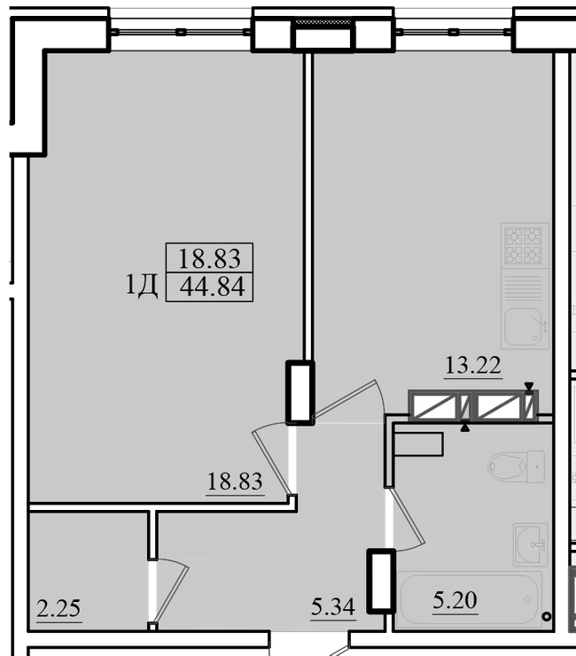 1-комнатная 44.84 м² в ЖК Морской от 18 400 грн/м², г. Черноморск