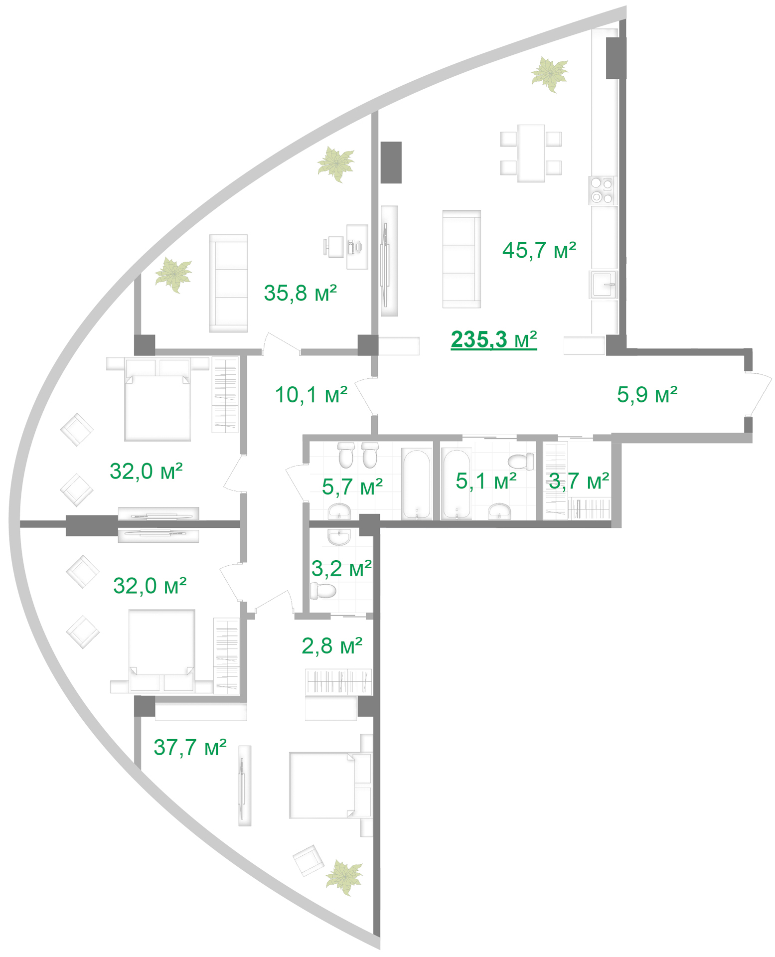 4-комнатная 235.3 м² в МФК Intergal City от 71 400 грн/м², Киев