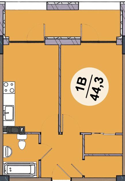 1-комнатная 44.3 м² в ЖК Гринвич Парк от 19 650 грн/м², с. Иличанка