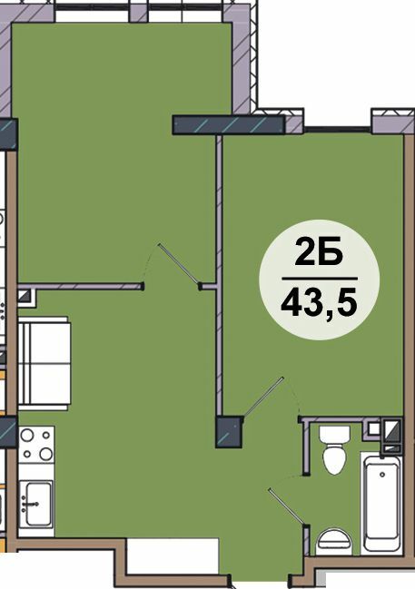 2-комнатная 43.5 м² в ЖК Гринвич Парк от 18 800 грн/м², с. Иличанка