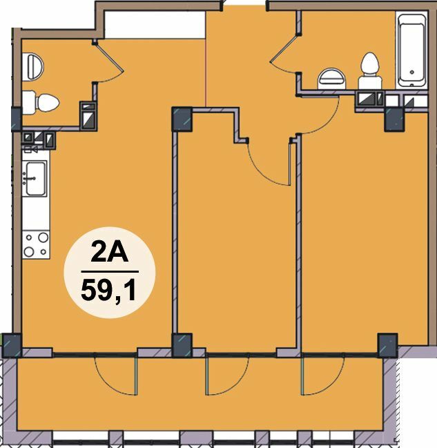 2-комнатная 59.1 м² в ЖК Гринвич Парк от 18 800 грн/м², с. Иличанка