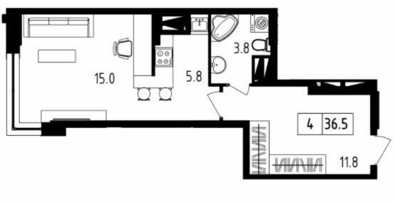 1-кімнатна 36.5 м² в ЖК Бурштиновий від 17 800 грн/м², с. Ілічанка