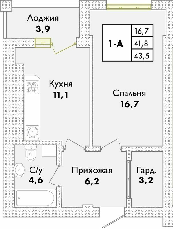 1-комнатная 43 м² в ЖК Парк Совиньон от 21 900 грн/м², пгт Таирово