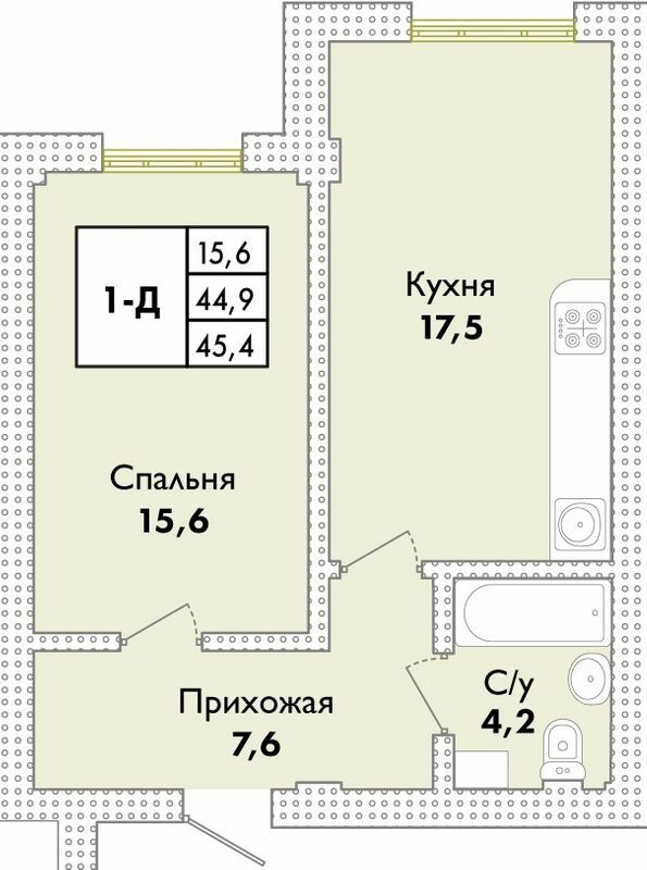 1-комнатная 45.4 м² в ЖК Парк Совиньон от 21 900 грн/м², пгт Таирово
