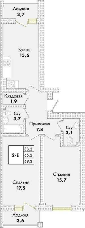 2-комнатная 69.2 м² в ЖК Парк Совиньон от 21 900 грн/м², пгт Таирово