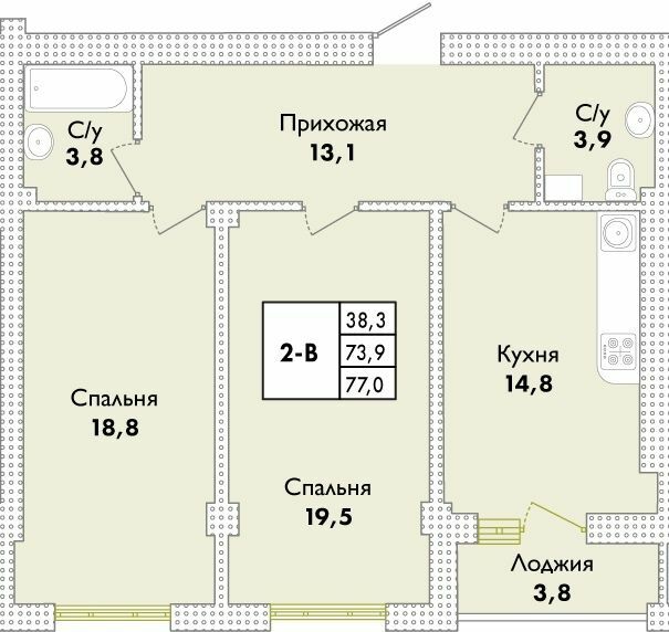 2-комнатная 75 м² в ЖК Парк Совиньон от 21 900 грн/м², пгт Таирово