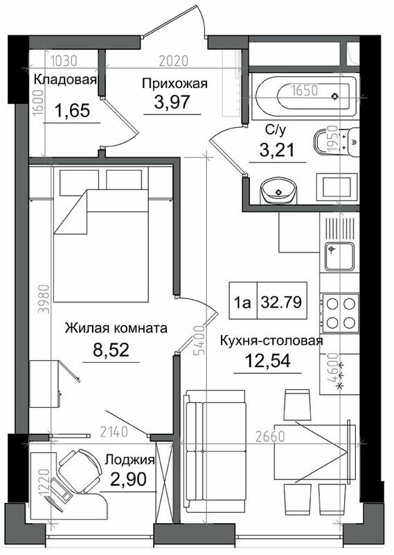 1-кімнатна 32.79 м² в ЖМ ARTVILLE від 22 650 грн/м², смт Авангард