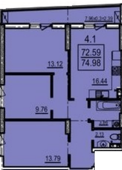 3-комнатная 74.98 м² в Апарт-комплекс Калипсо от 33 500 грн/м², Одесса